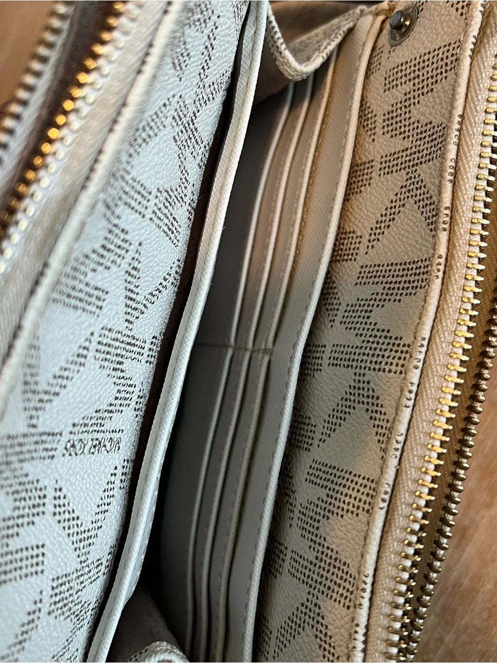 Michael Kors Cream and Brown MK Logo Crossbody Bag